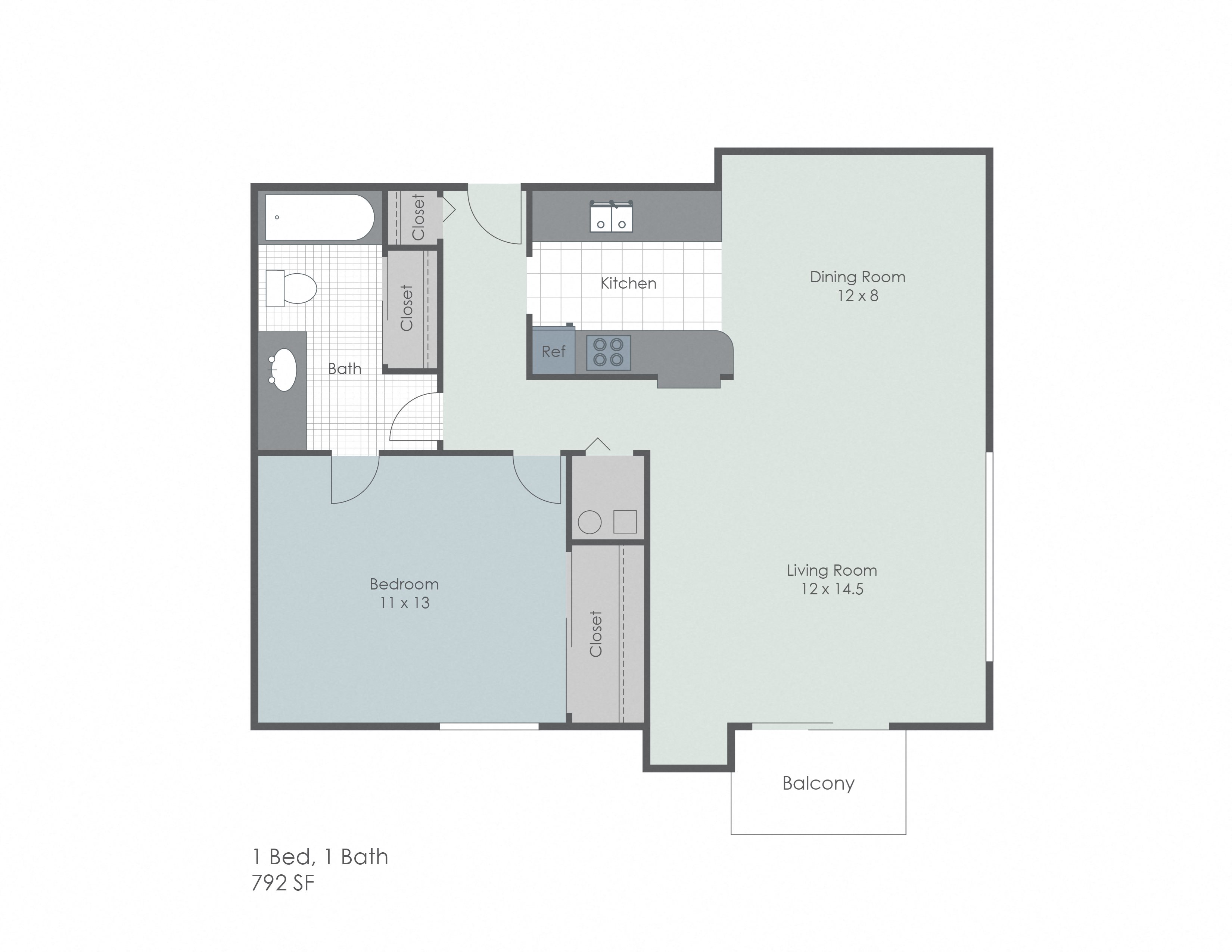 One bedroom apartment layout